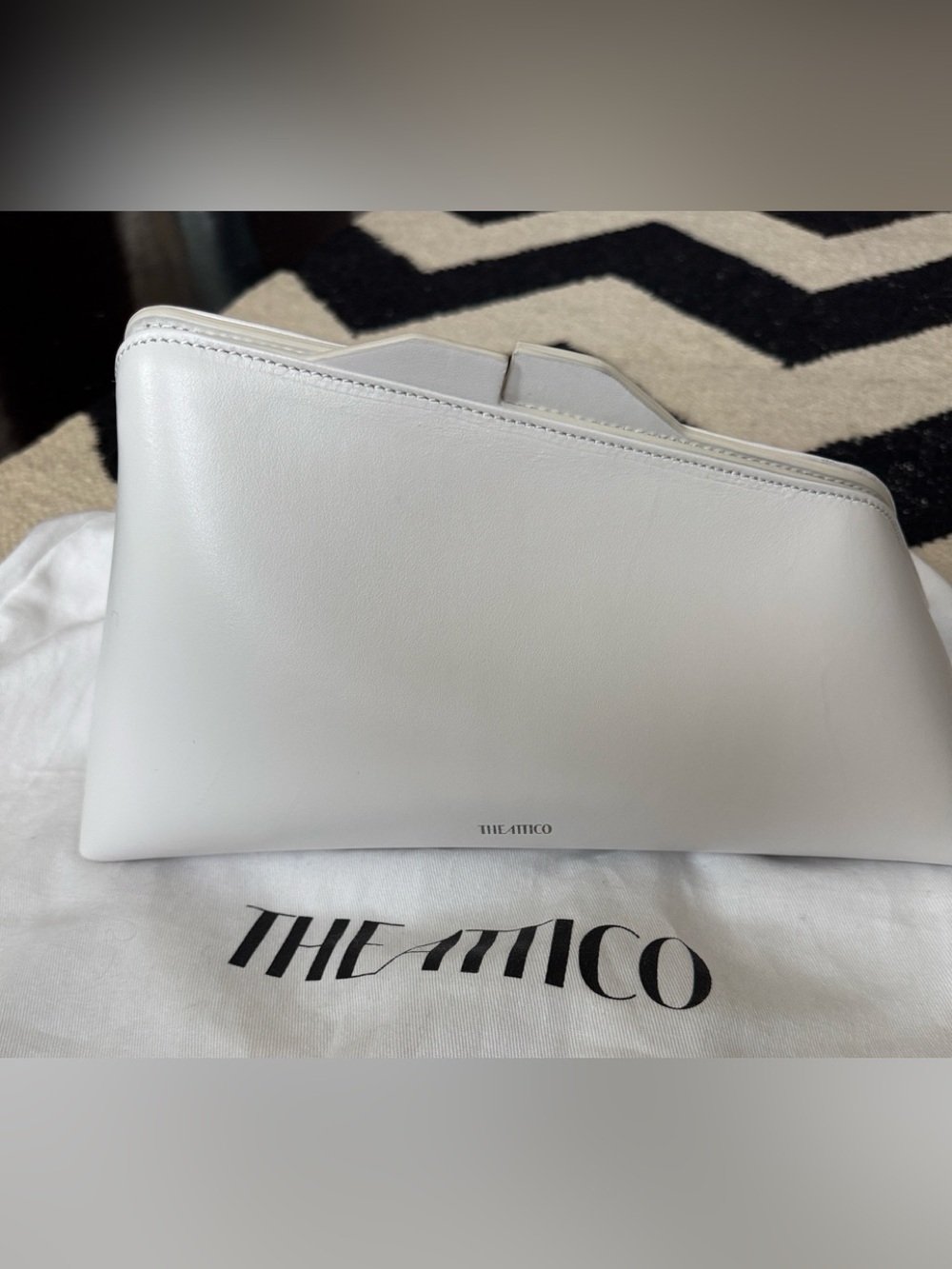 The Attico 8:30 pm White Leather  Clutch